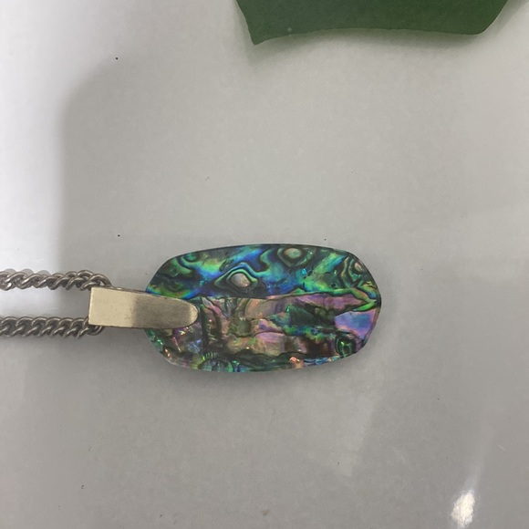 NWT Kendra Scott Inez Veined African Turquoise Jasper Pendant Necklace Rhodium - Picture 4 of 10